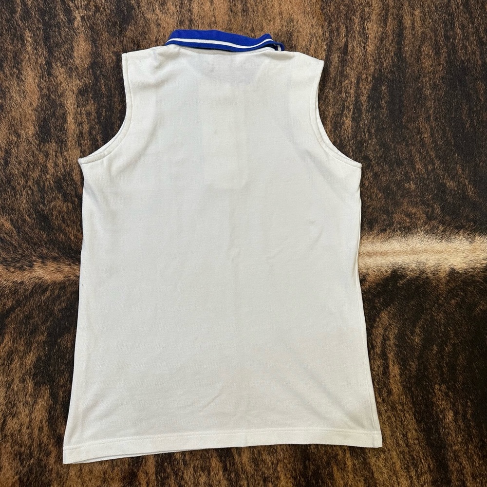 Women’s size Small nologo classic white with blue collar polo sleeveless shirt - Picture 5 of 7